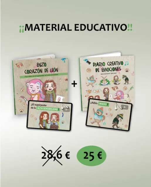 Oferta especial: cuento Enzo Corazón de León + Diario Creativo de Emociones por 25 € (precio normal 28,6 €)